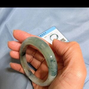Translucent Green Burmese Jadeite Jade Bangle Bracelet. 62.5 mm